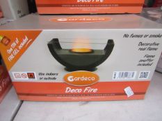 Gardeco Deco Fire decoration flame with gel burner, new and boxed.