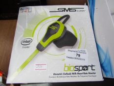 SMS audio biometric earbuds with heart rate monitor , boxed.