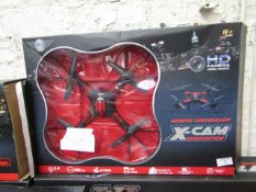 Remote controlled X-cam quadcopter , untested and boxed.