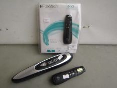 3 x items being a power grow comb and 2 x logitech r400 wireless presenter , 1 packaged 1 not