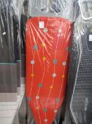 Red Minky ironing board , packaged.