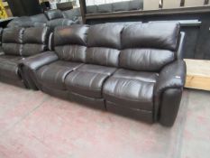 Polaski 3 seater manual reclining leather sofa, both reclining parts work