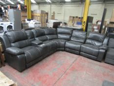 Pulaski Dunhill Brown Leather Power Reclining Sectional Sofa, no major damage, features 2 electric