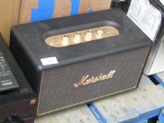 Marshall Stanmore Wireless Smart Sound Speaker in black, tested working but has dent on front and