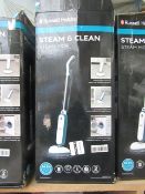 Russell Hobbs Steam and Clean steam mop, powers on and boxed.
