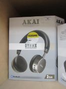 Akai Dynmx on ear headphones with wireless bluetooth connectivity. Tested working & boxed.