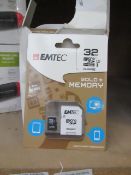 EM Tec 32GB Gold+ SD card with adaptor, new and packaged.