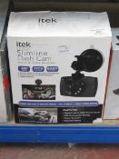 Itek slimline dash cam, untested and boxed.