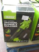 Draper 230v garden vacuum, blower and mulcher, tested working and boxed.