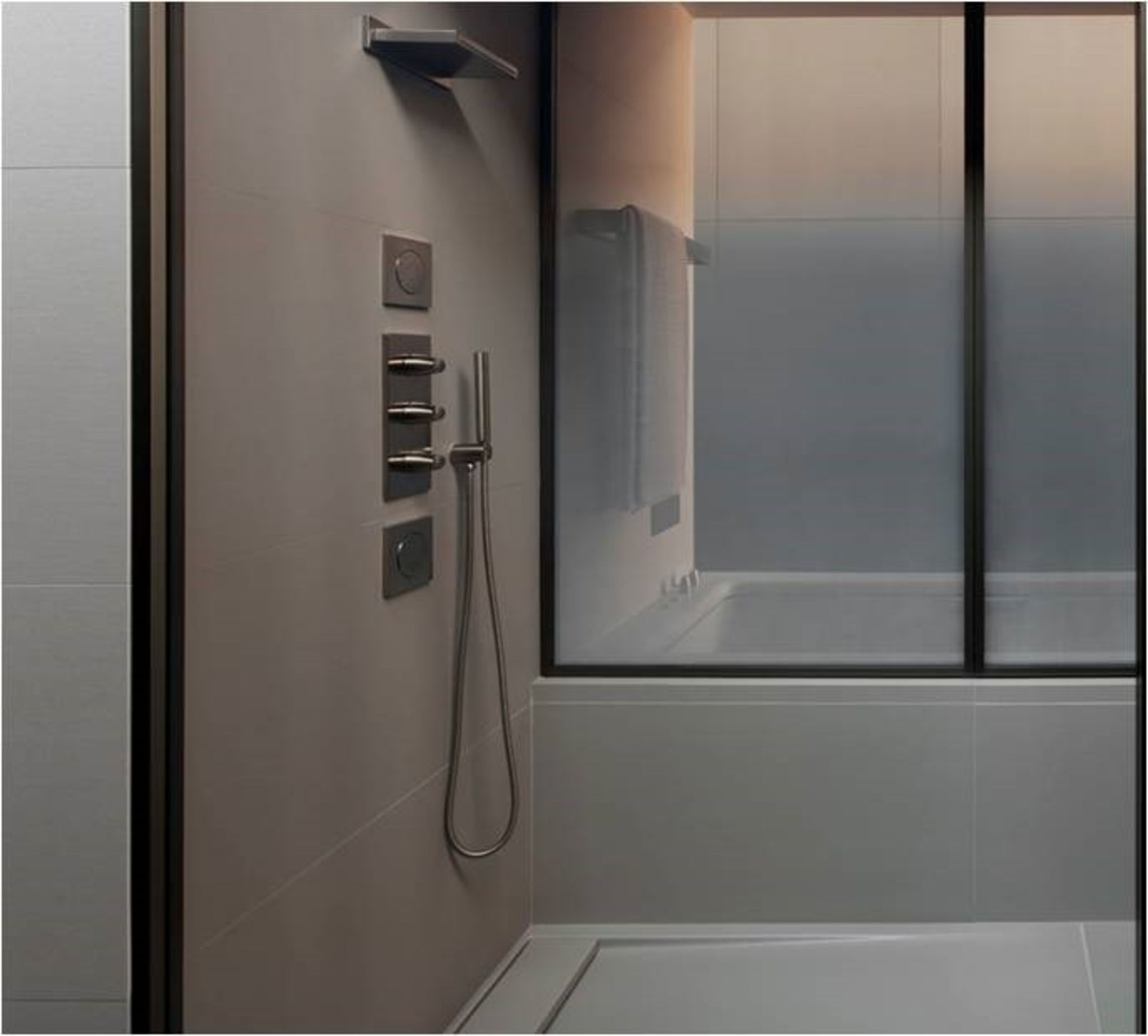 Armani Roca Rain Shower, includes thermostatic control valve and panel, inset ceiling shower head - Image 2 of 4