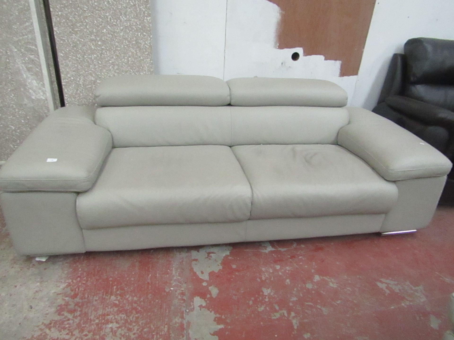 Nicoletti Lipari Cream Italian Leather 2 Seater Sofa, one leg requires attention, but nothing major