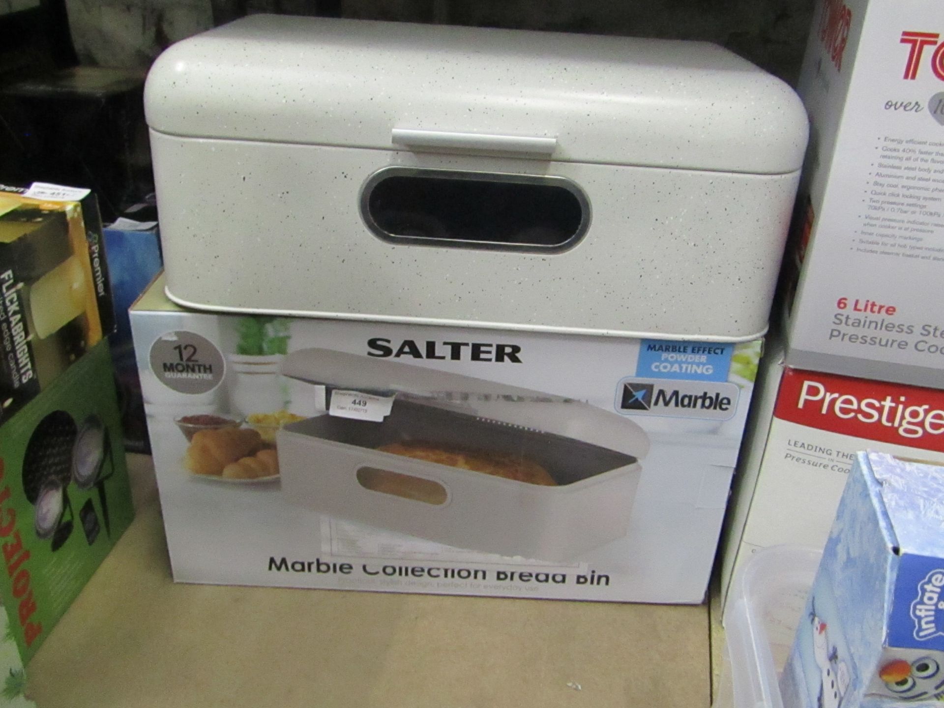 Salter marble collection bread bin , seems unused and boxed.