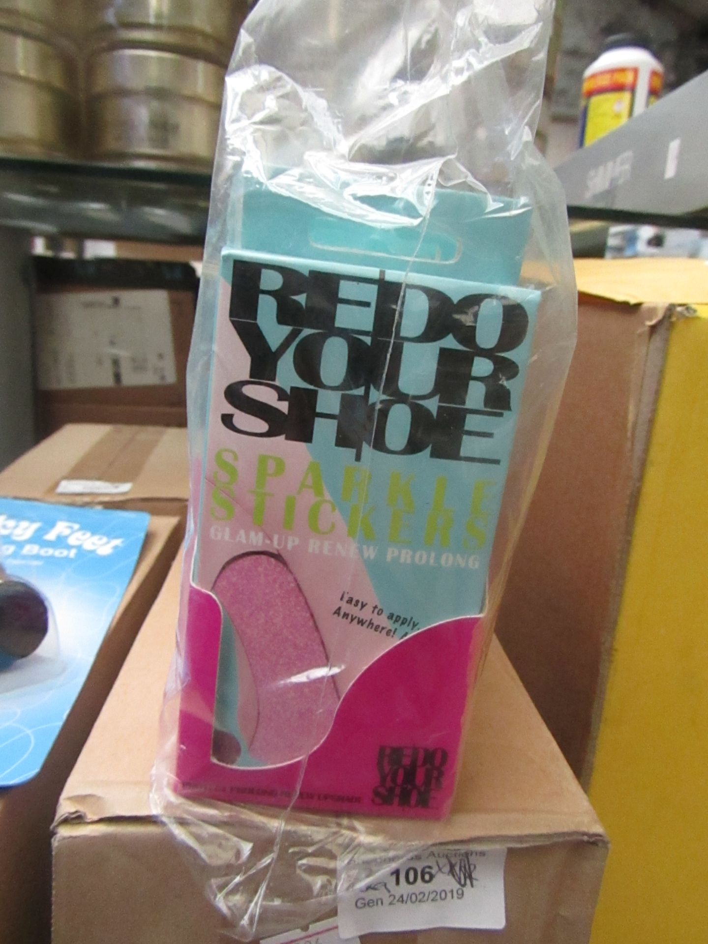 24 x packs of redo your shoe sparkle stickers , packaged.