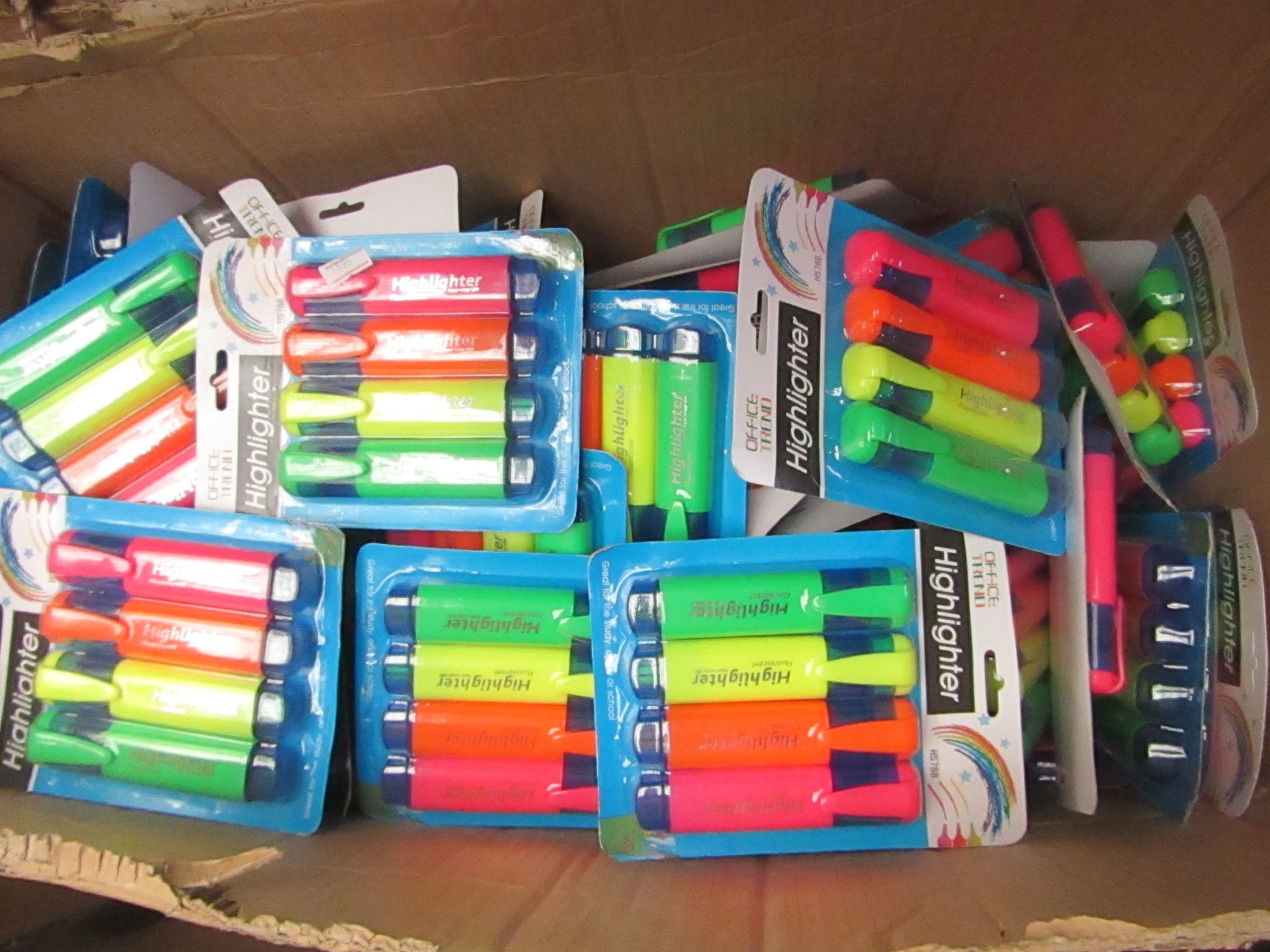 10 x packs of 4 office trend highlighters comes in colours green, yellow, orange and pink, seem