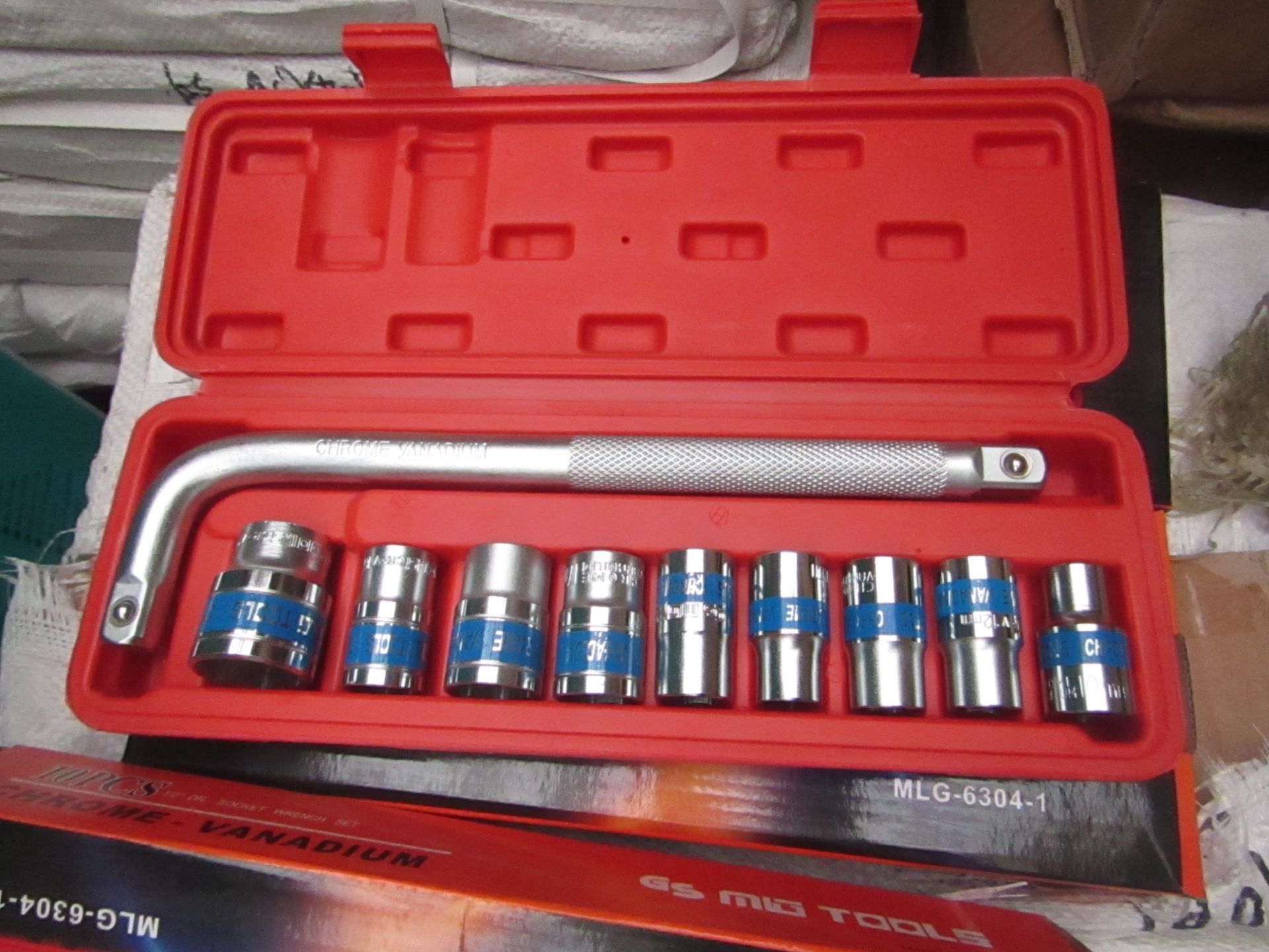 GS MG tools 10pcs 1/2" DR socket wrench set , new and boxed.