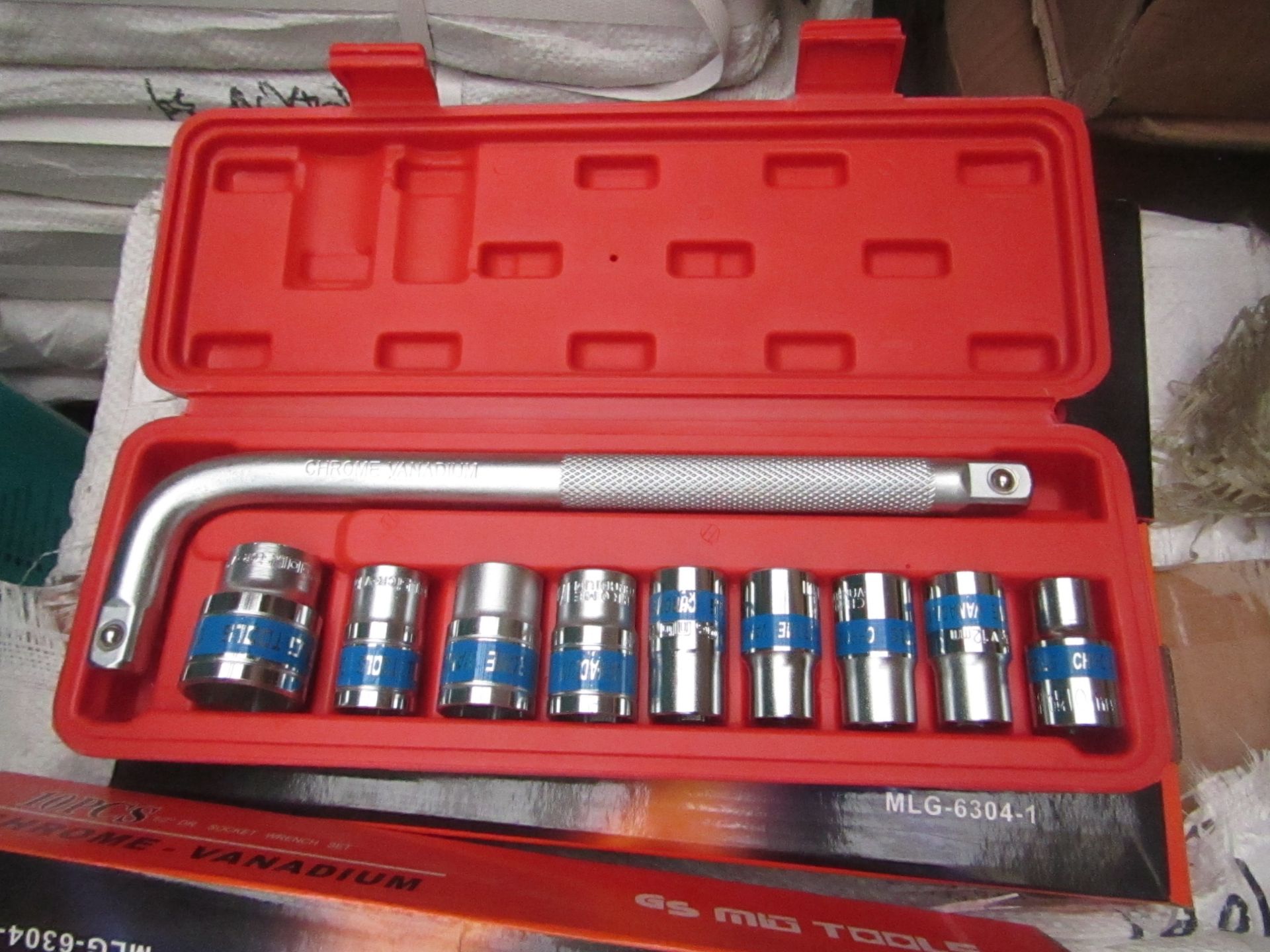 GS MG tools 10pcs 1/2" DR socket wrench set , new and boxed.