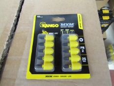 Kango MXM impact rated pack of 10x PH2 screw bits in rubber holder, still sealed in packaging