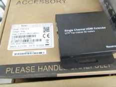 DAHUA HDMI to CAT5 extender kit, tested working and boxed. Model: PFM700-E • Single Channel HDMI