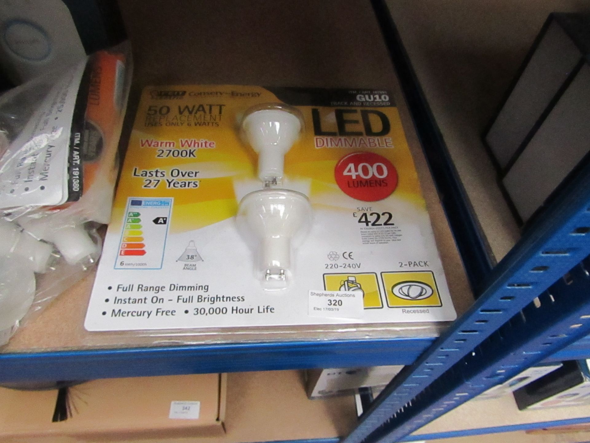 7x LED dimmable GU10 bulbs, all untested.