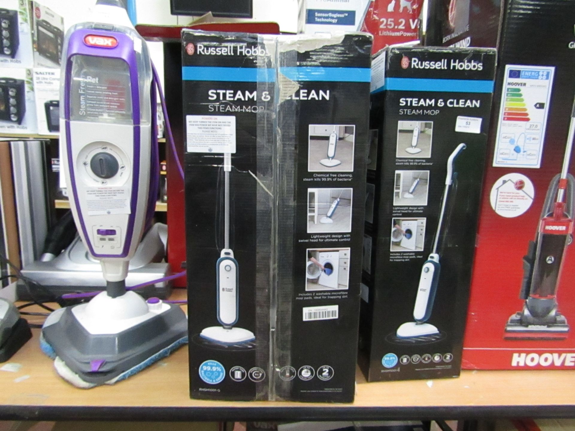 Russell Hobbs steam mop, powers on and boxed