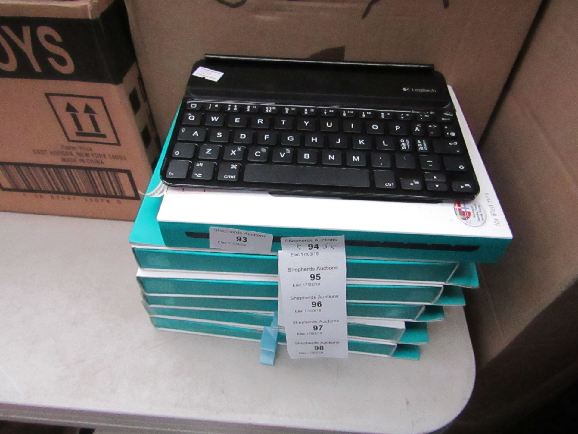 5x Logitech mini tablet keyboards, all new and boxed.