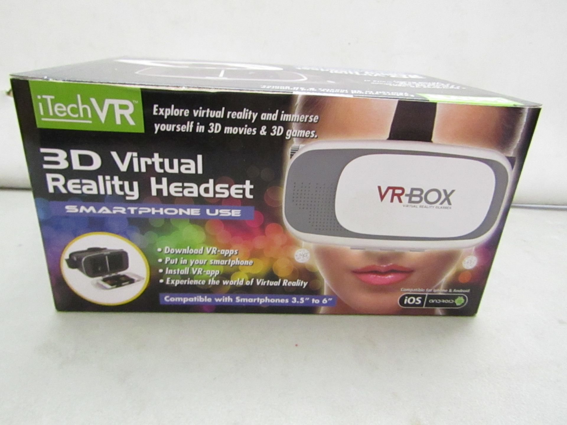 iTech VR 3D Virtual Reality headset ( smart phone use ) Boxed