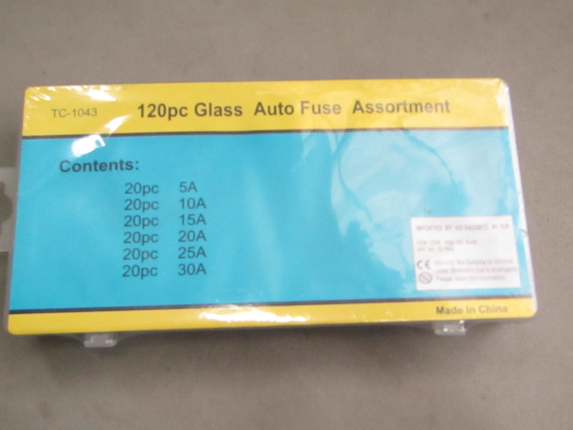 120pc Glass Auto Fuse Assortments Boxed
