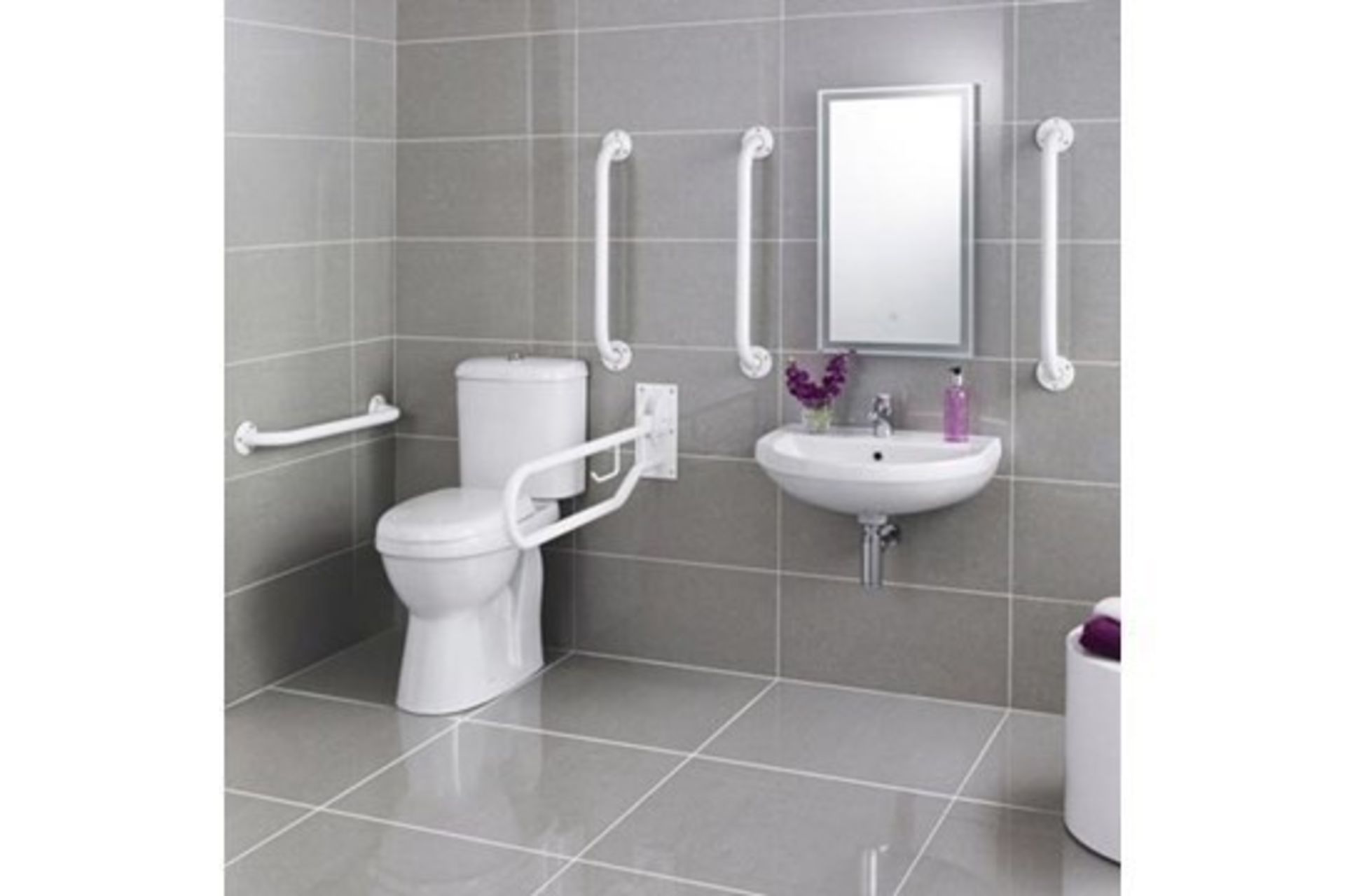 Roca Laura Access disabled toilet grab rail set in white, new and boxed