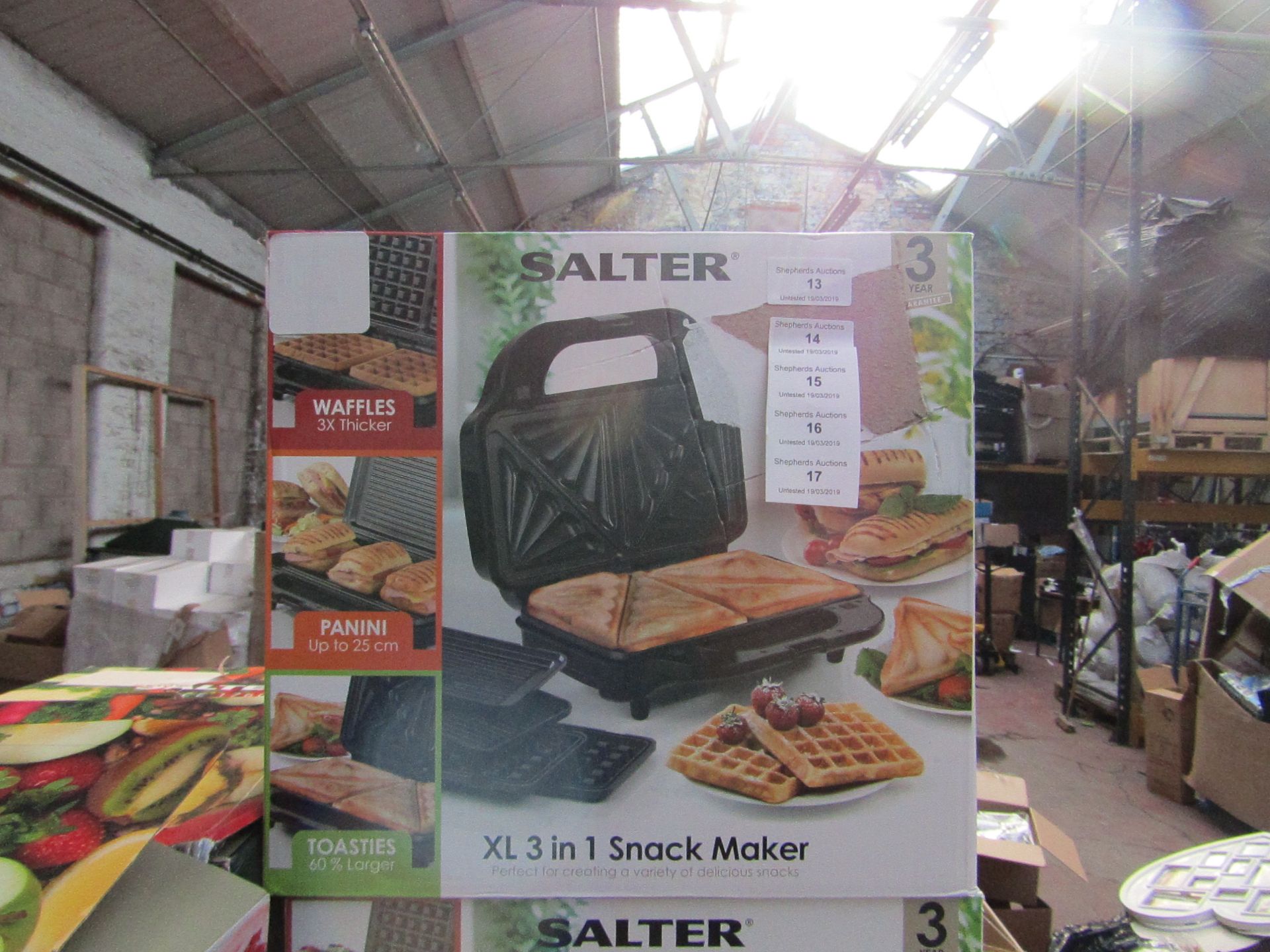 Salter XL 3 in 1 snack maker boxed