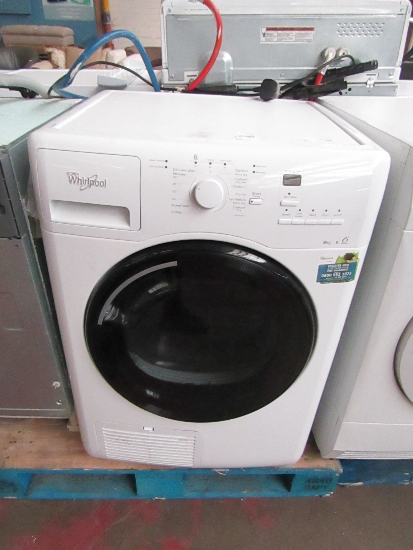 Whirlpool 6th sense tumble dryer, unable to check as has a damaged plug