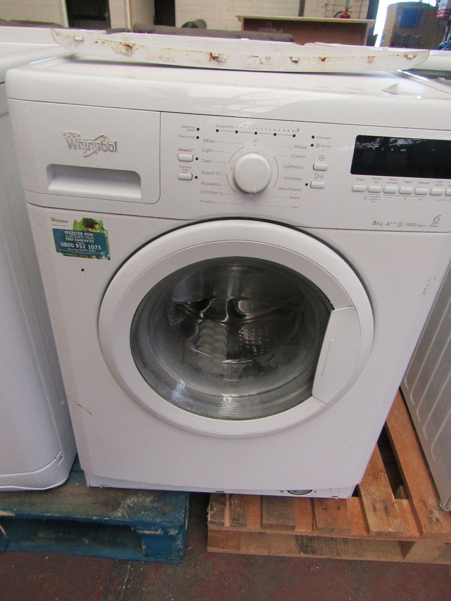 Whirlpool 6th sense colours 8Kg washing machine, powers on but displays fault code F-08