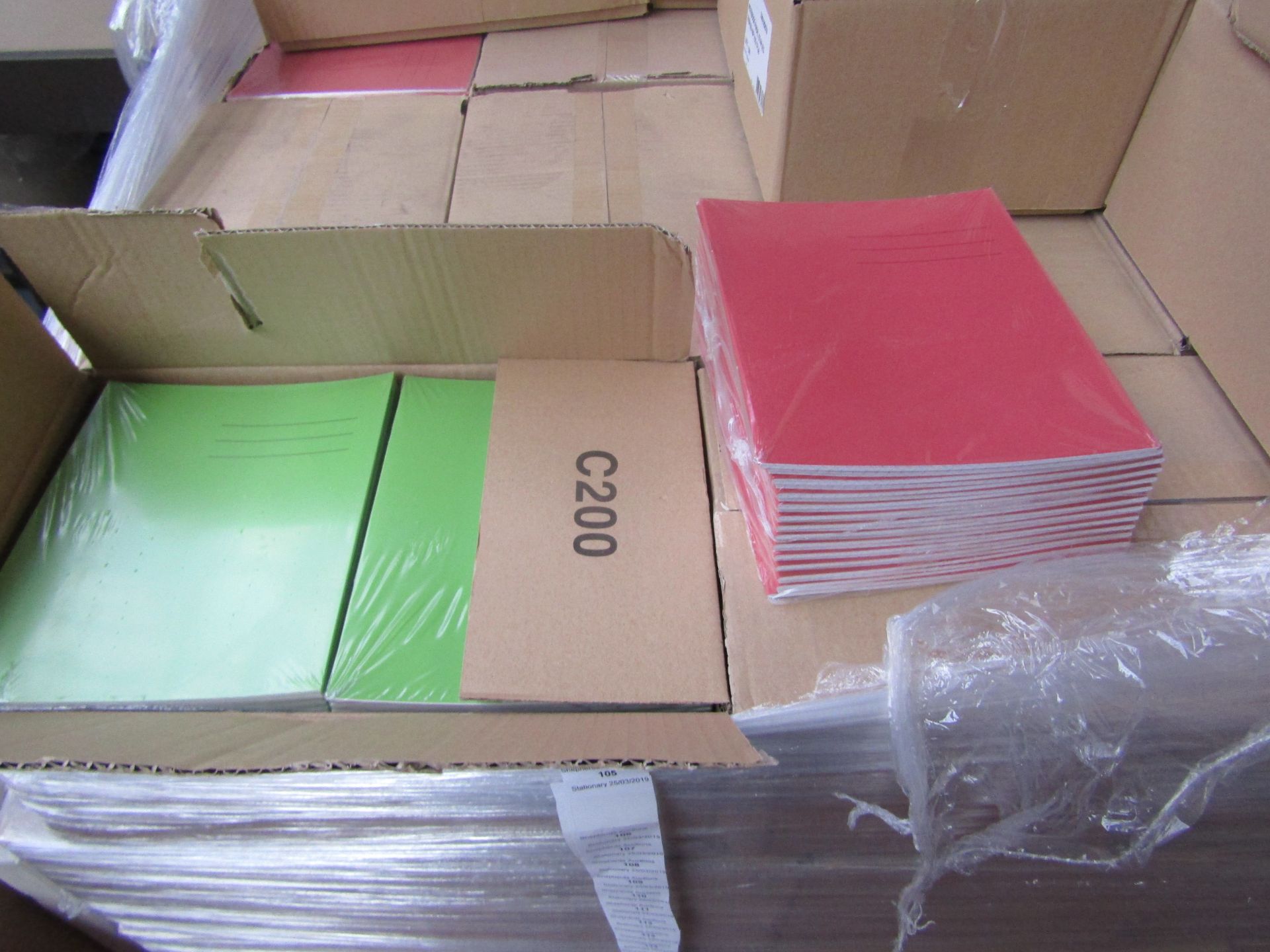 Box of approx 100 Exercise books, please note these are picked from a mixed pallet and colours may