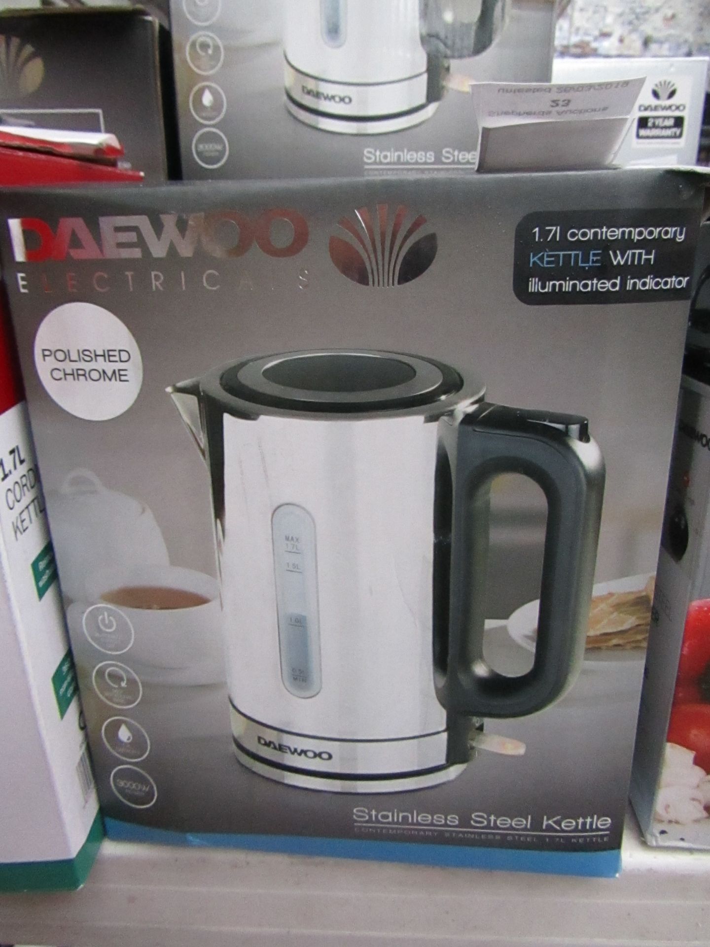 Daewoo stainless steel kettle Boxed and unchecked