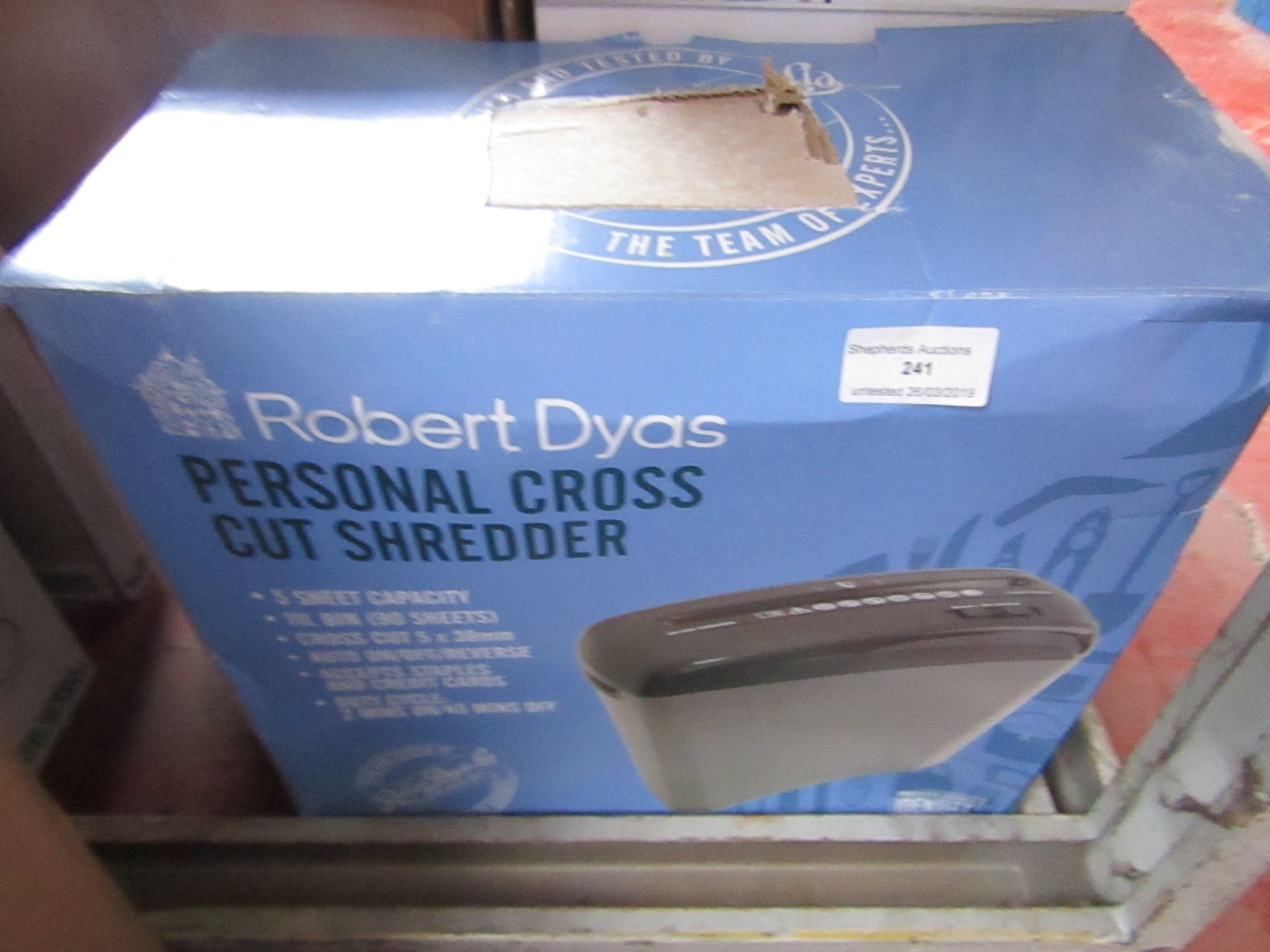 Personal cross cutter shredder boxed and unchecked