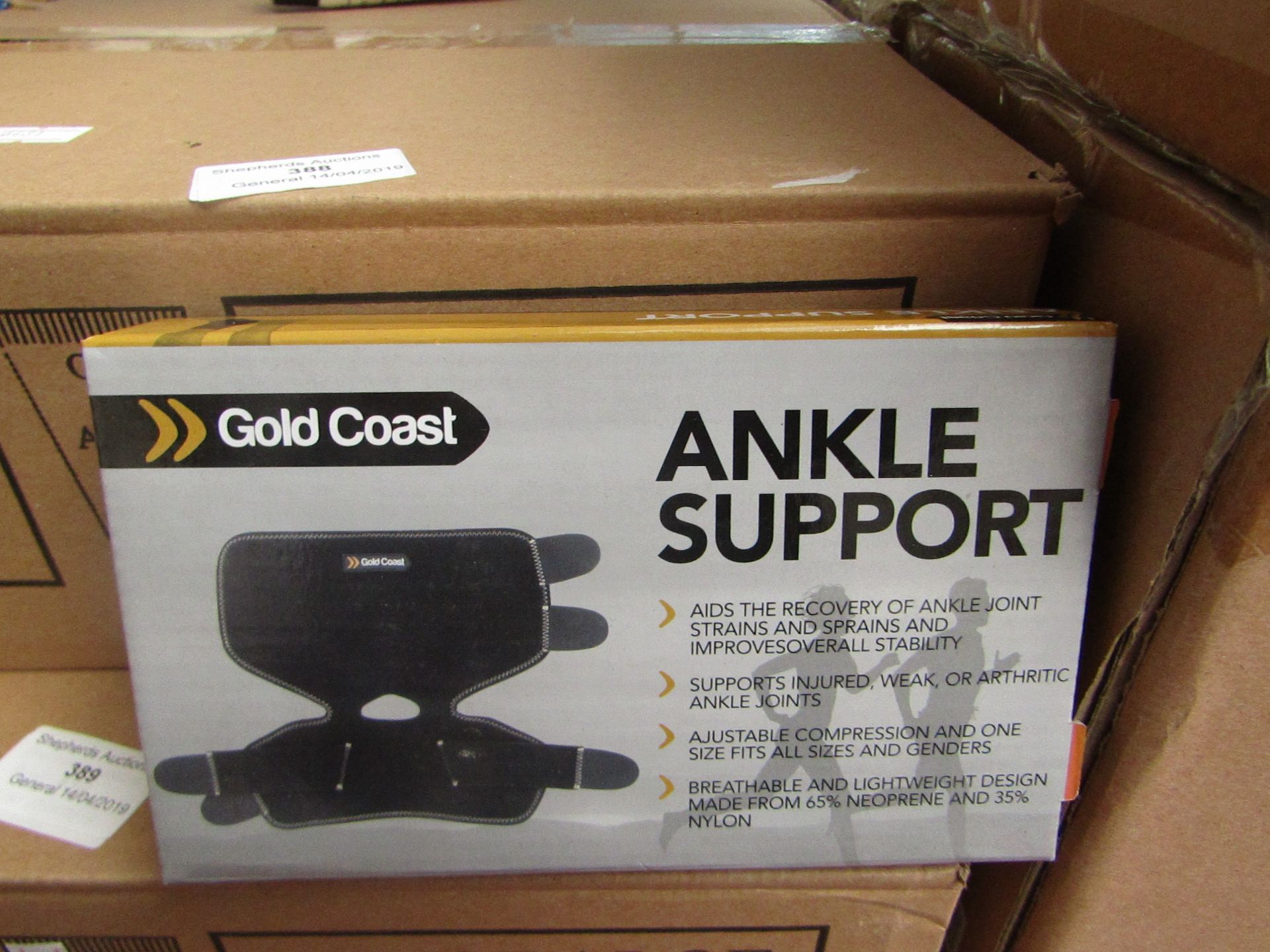 Box of 20 Gold cast ankle supports, new