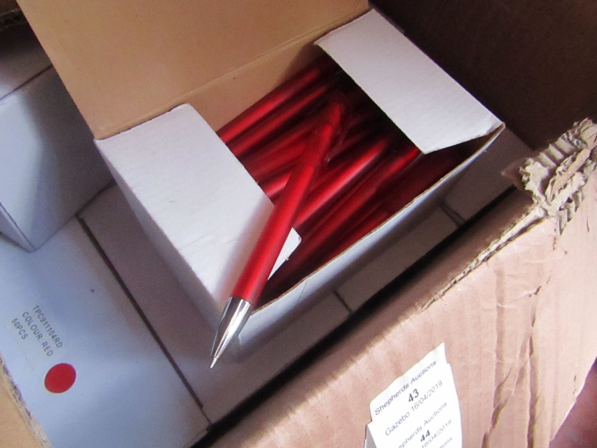Box of approx 50 Red coloured Black Ink, ball point pens, new