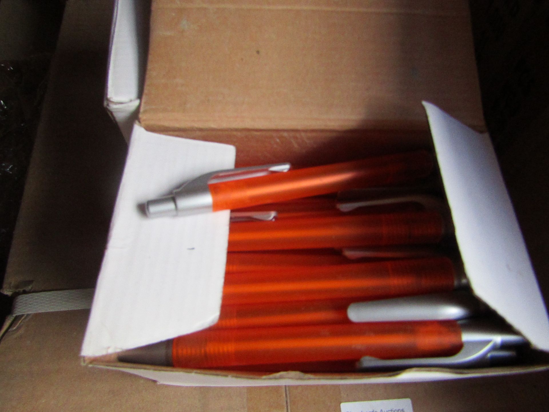 Box of approx 50 Amber coloured Black Ink, ball point pens, new