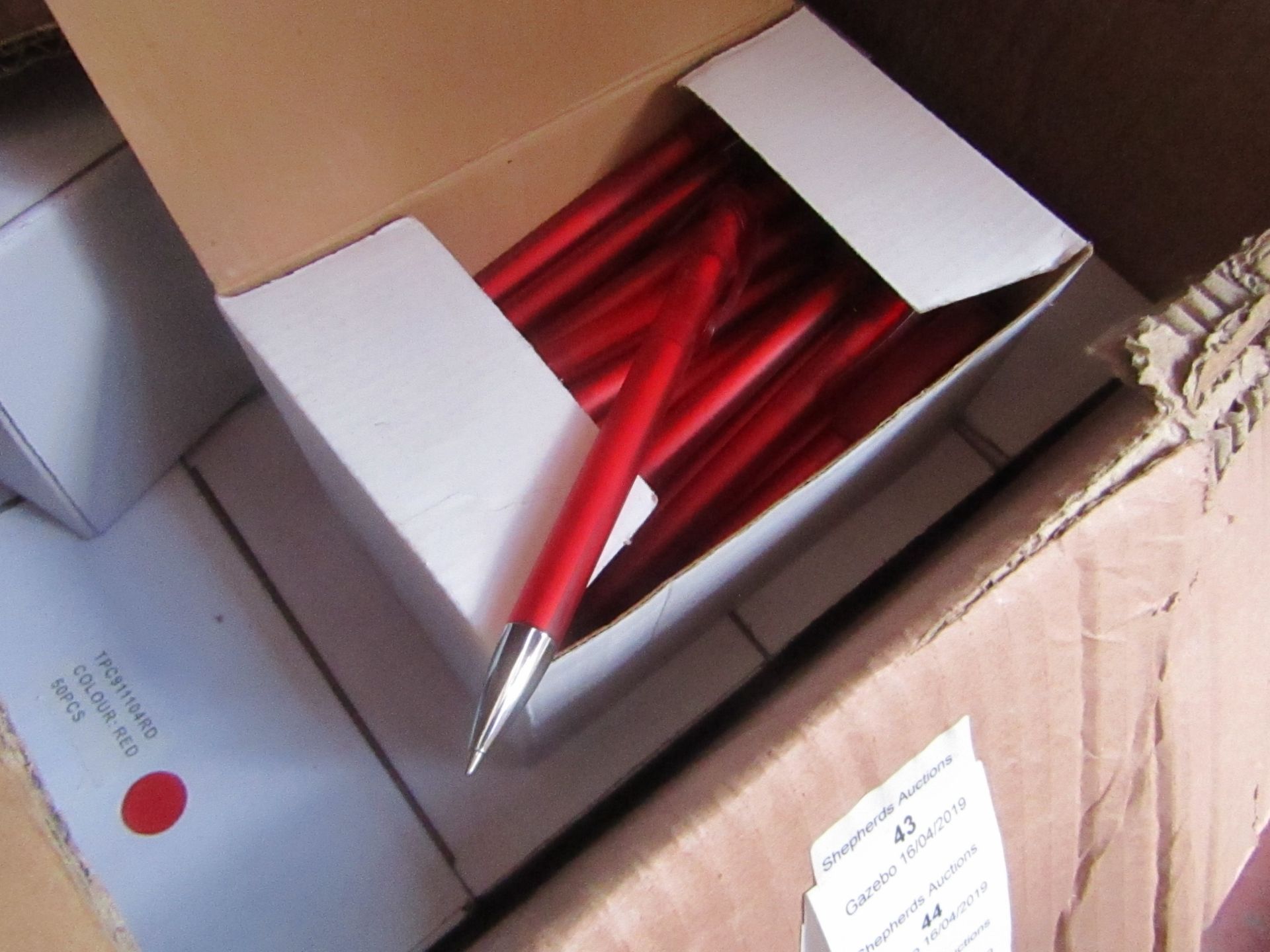 Box of approx 50 Red coloured Black Ink, ball point pens, new