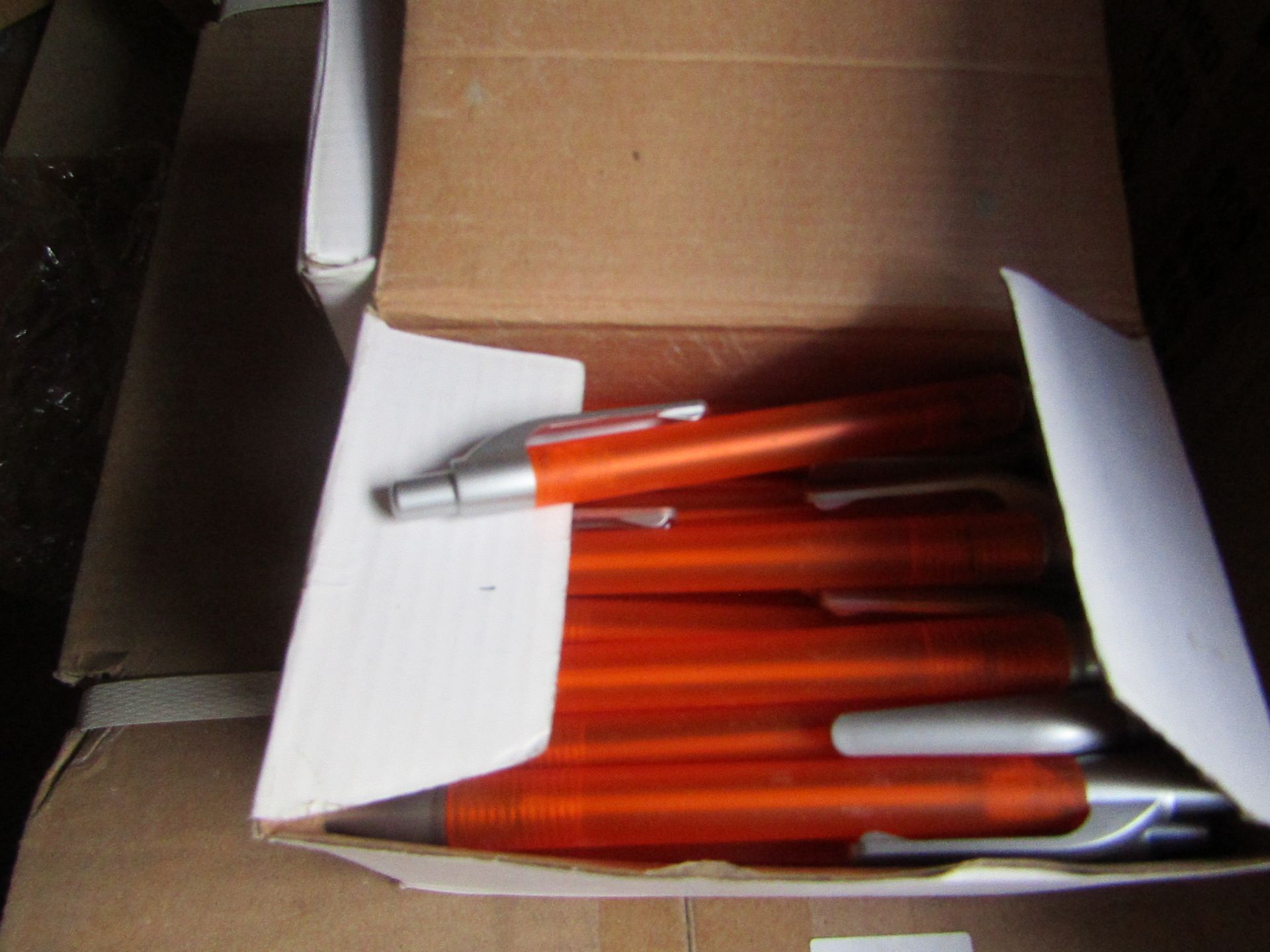 Box of approx 50 Amber coloured Black Ink, ball point pens, new