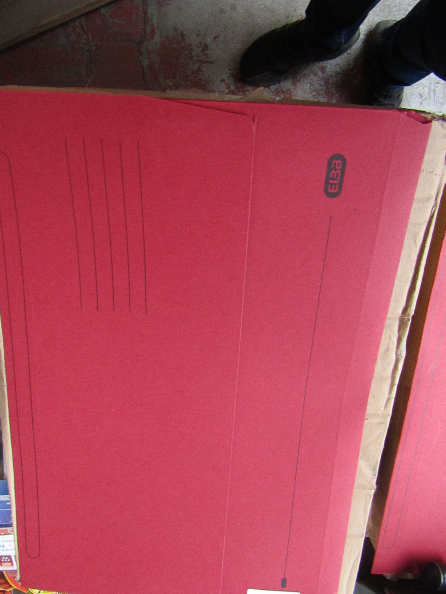 2 x boxes of ELB red a4 size folders 1 x box of A3 size brown folders approx 25 in each box