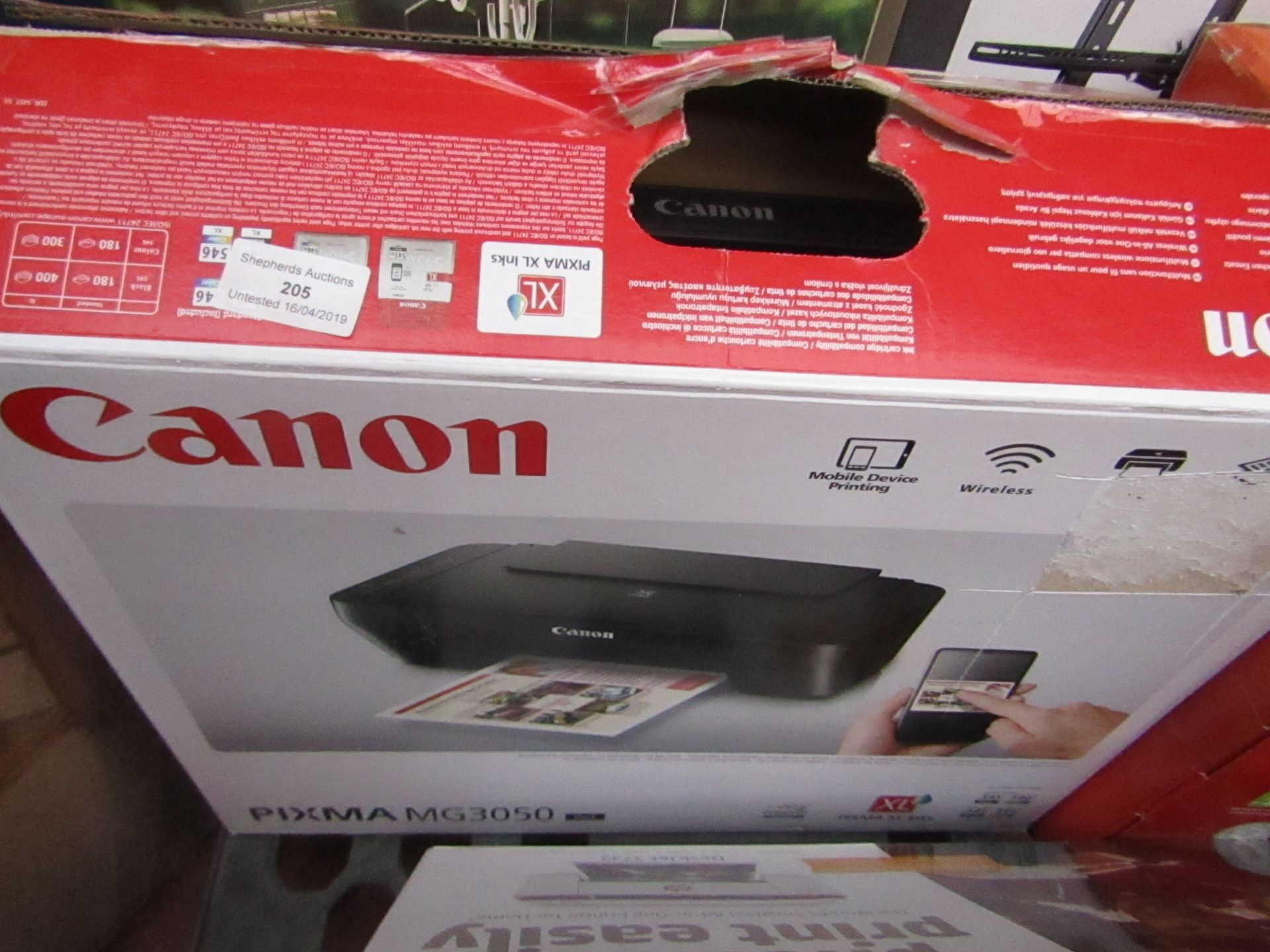 Canon MG3050 printer, boxed and unchecked