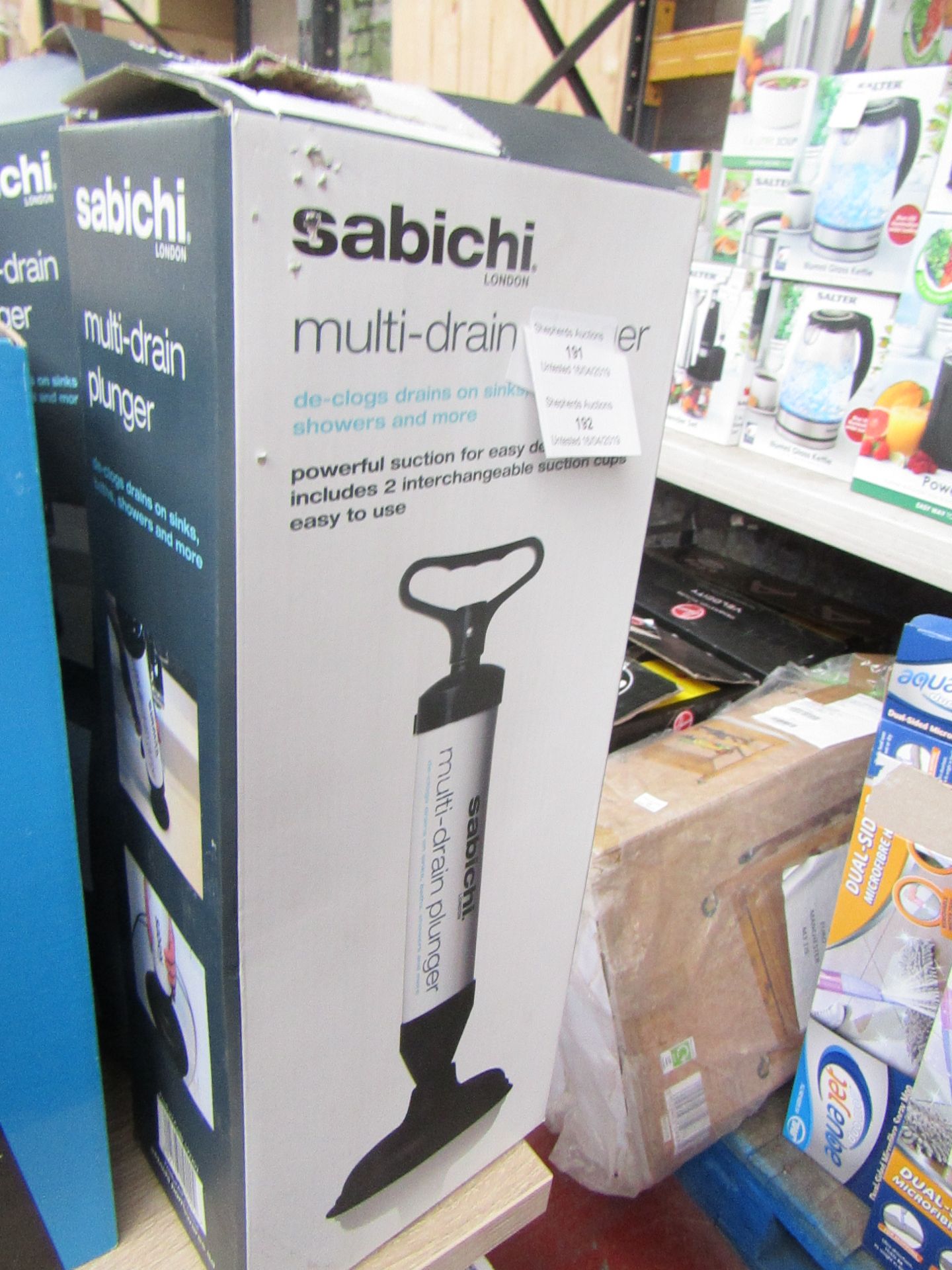 sabichi multi drain plunger untested and boxed