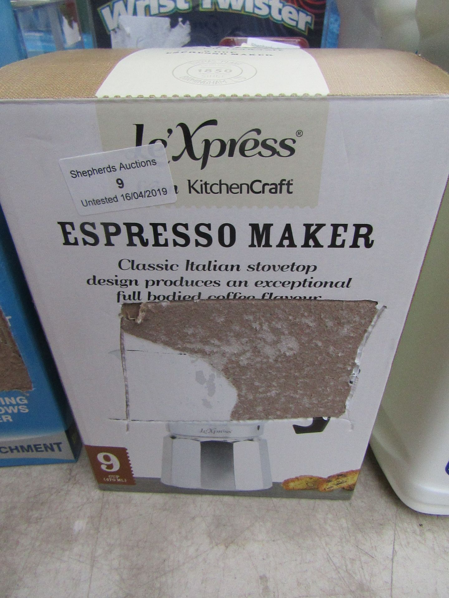 espresso maker untested and boxed