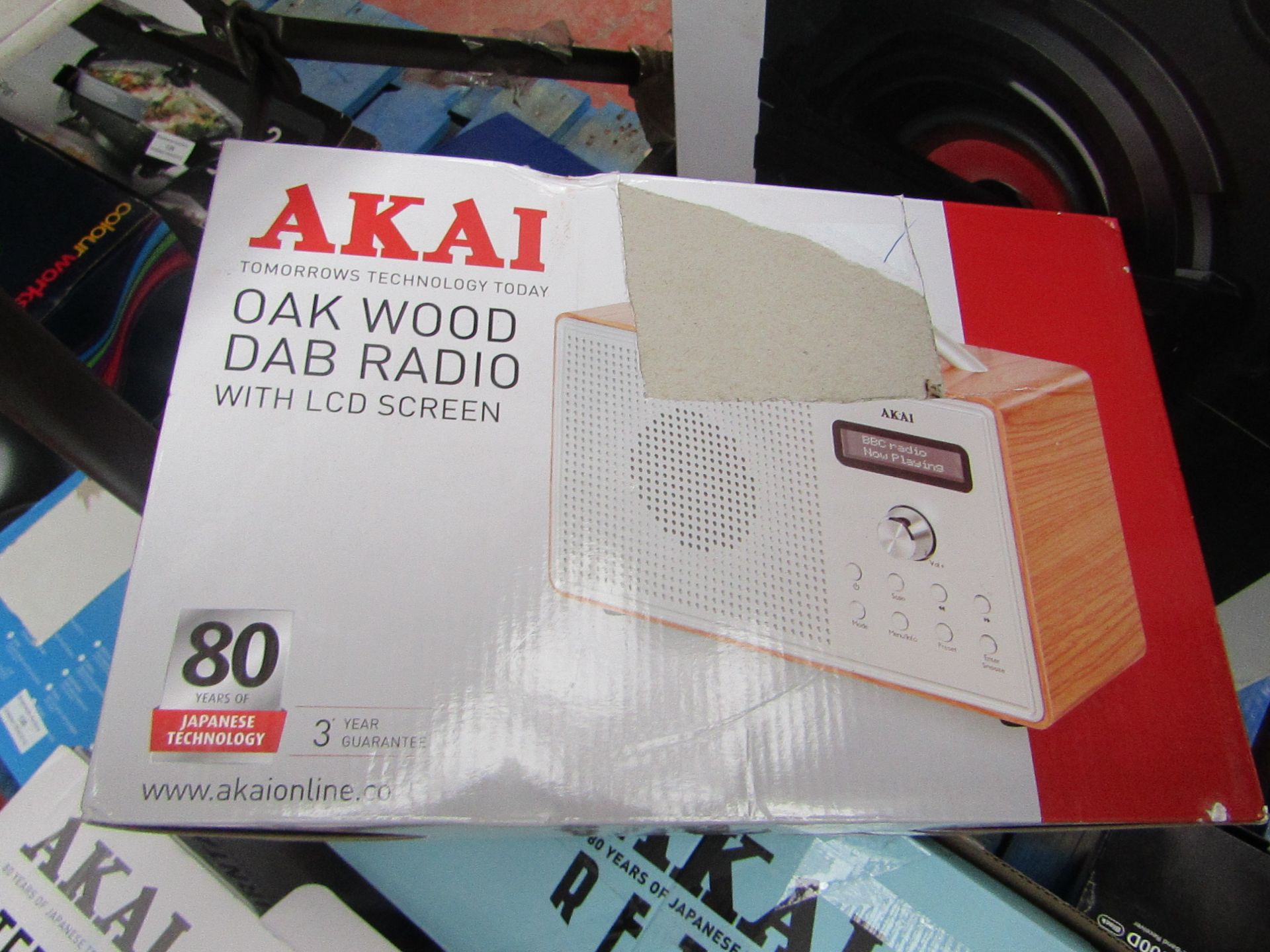 akai oak dab radio untested and boxed