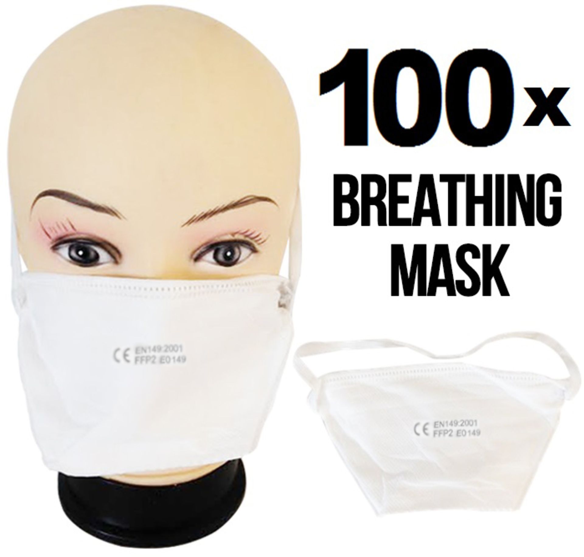 100 x disposable Dust masks with elasticated retainer Decorator / contractor( EN149 2001 FFP 2 EO