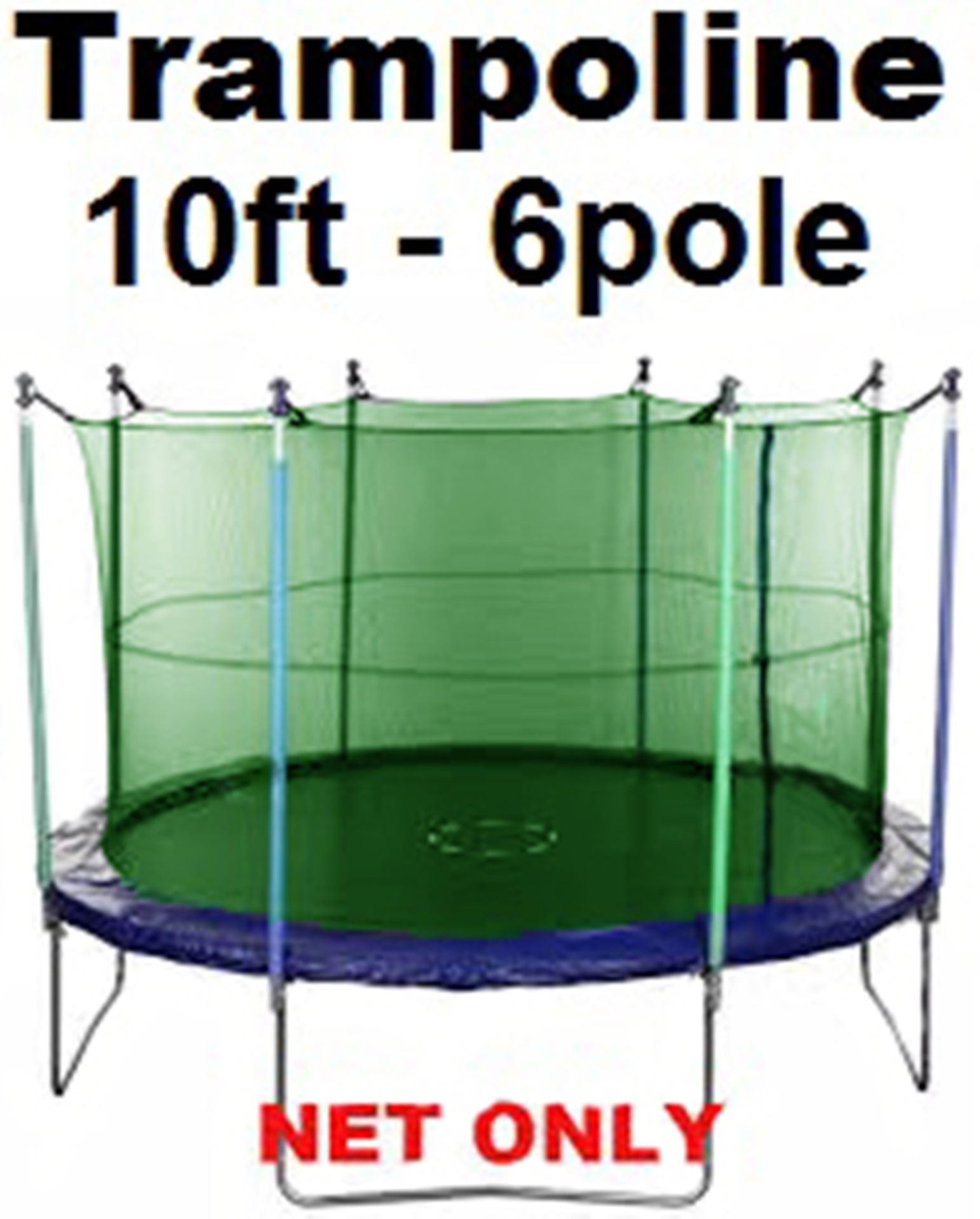 Trampoline replacement net for 10 feet 6 poles in Green colour