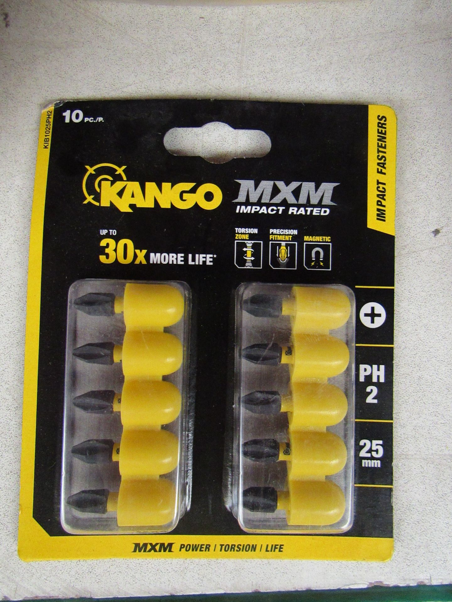 Pack of 10x Kango MXM Impact rated PH2 driver bits in rubber holders, new