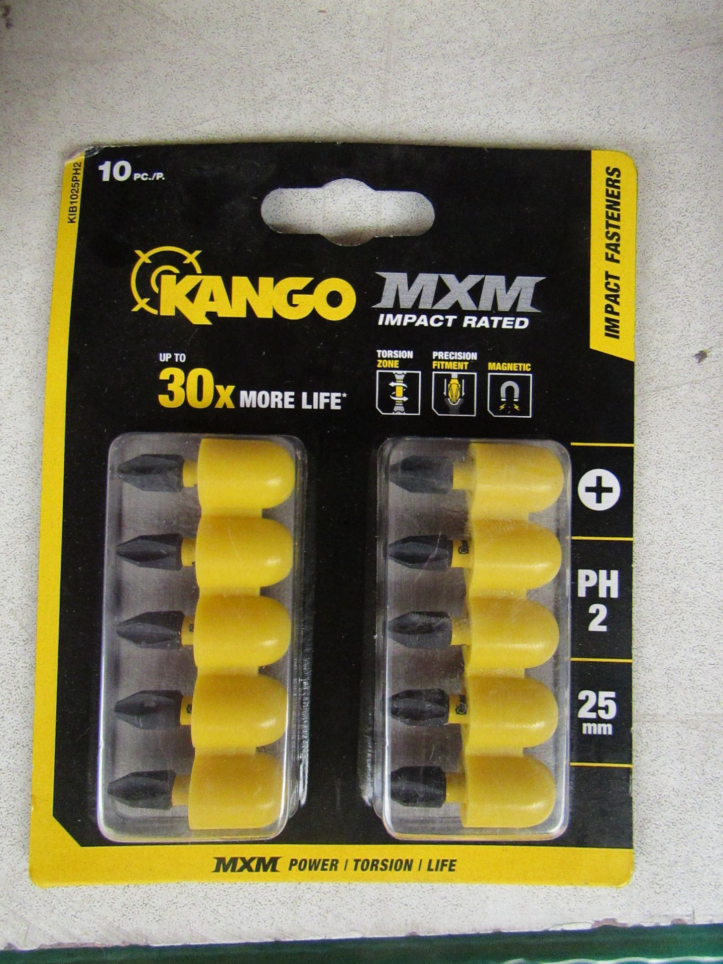 Pack of 10x Kango MXM Impact rated PH2 driver bits in rubber holders, new