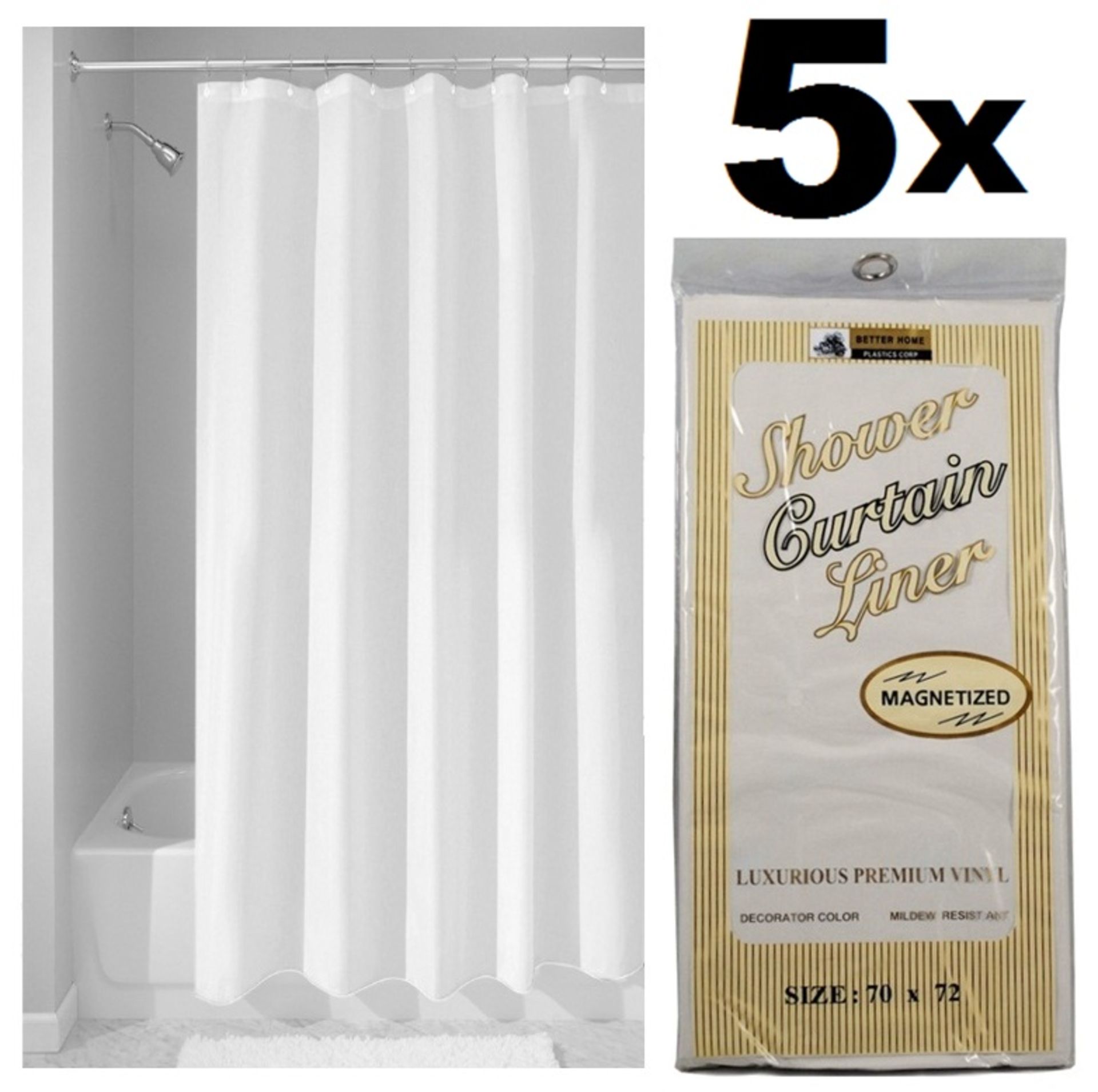5 x SHOWER CURTAIN LINER weighted Keeps your shower curtain from damage fix inside your shower