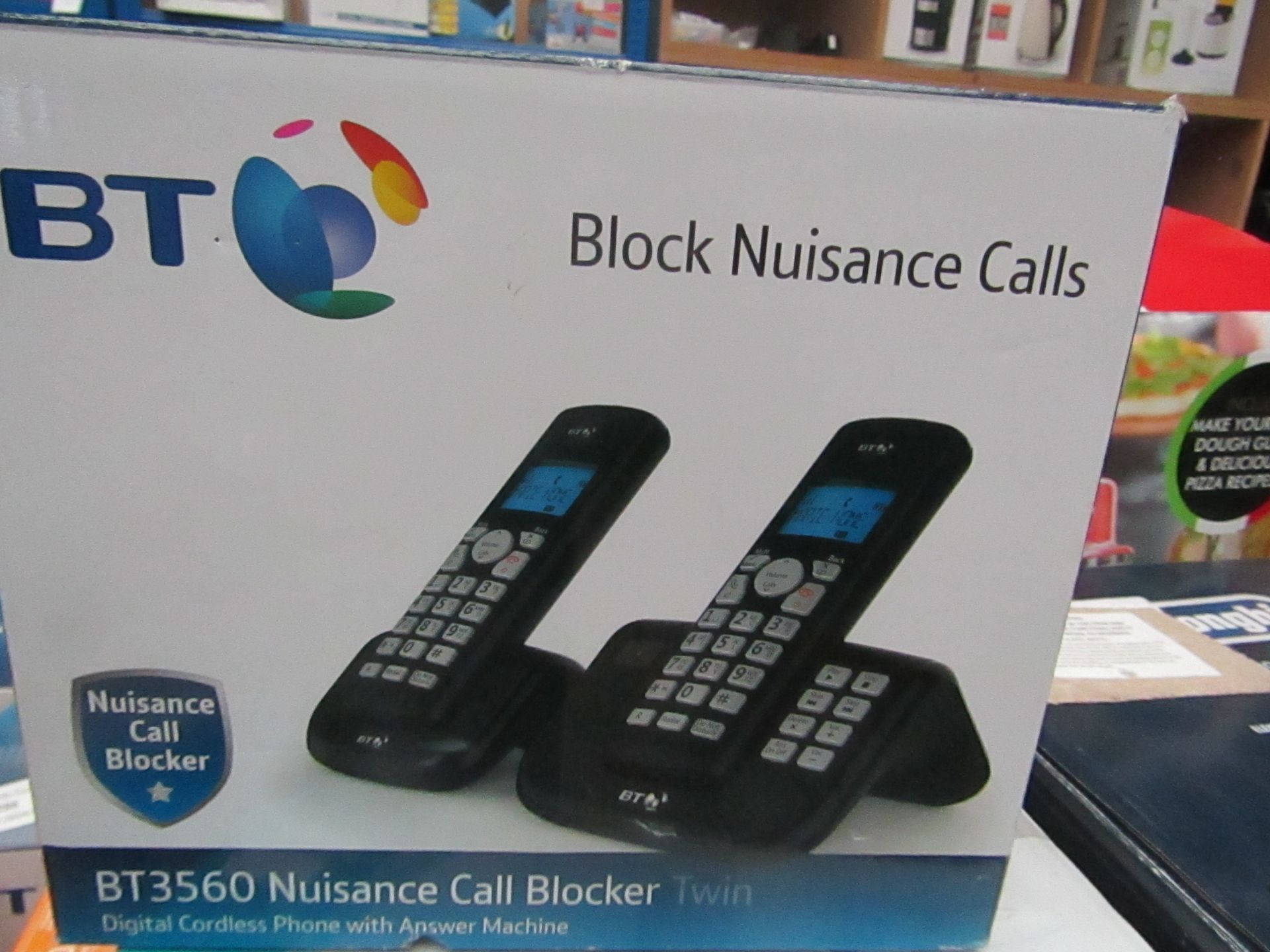BT BT3560 nuisance call blocker twin digital cordless phone with answering machine, complete but